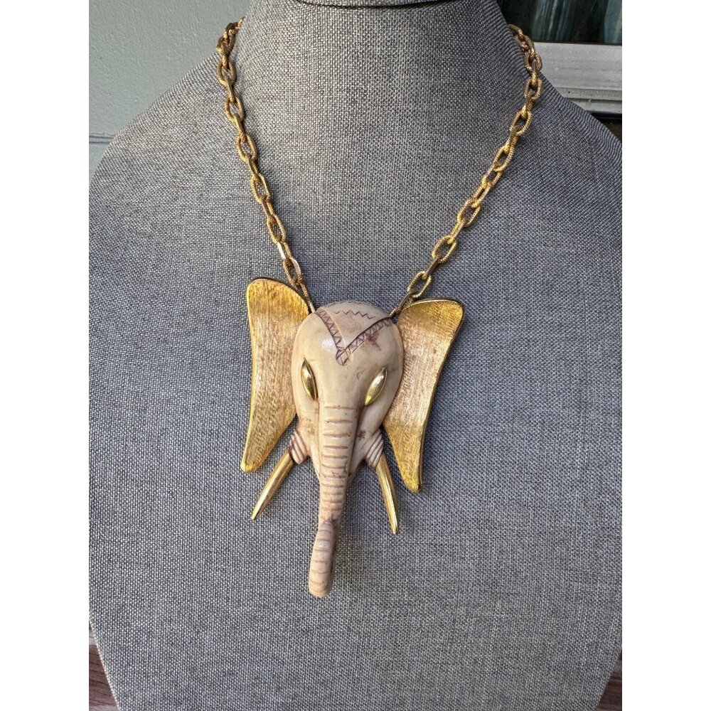 Vintage Luca Razza Elephant Necklace Statement
